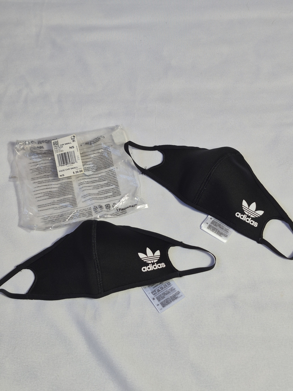 Adidas Black Trefoil Face Mask - Pack of 2